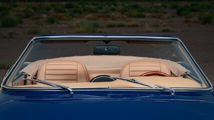 Windshield on a blue car