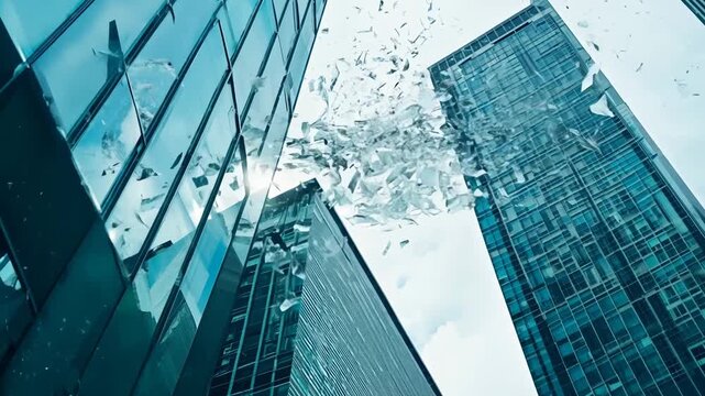 modern office building window explosion