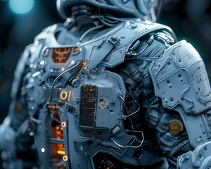 Fototapeta premium Delve into the intricate details of a space explorers suit, showcasing cosmic textures and futuristic elements in photorealistic CG Explore board game strategies etched on the suits panels.