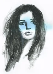abstract woman portrait. watercolor painting. illustration © Anna Ismagilova