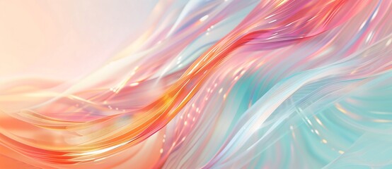 Obraz premium Abstract lines in motion, banner, transparent glass texture, pastel colors. Generative AI.