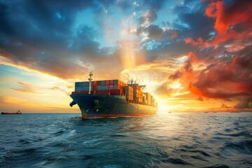 International business cargo freight shipping  global trade logistics via container vessels