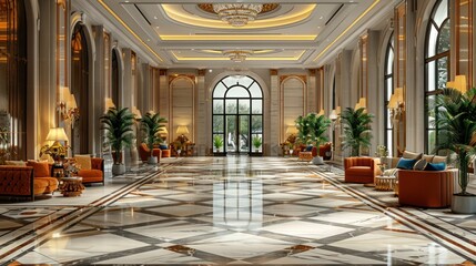 Obraz premium Luxury Hotel Lobby Interior Design