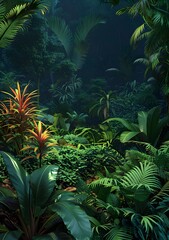 Fototapeta premium Dense Tropical Rainforest with Lush Greenery