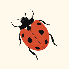 Red ladybug icon on a white background. Vector illustration