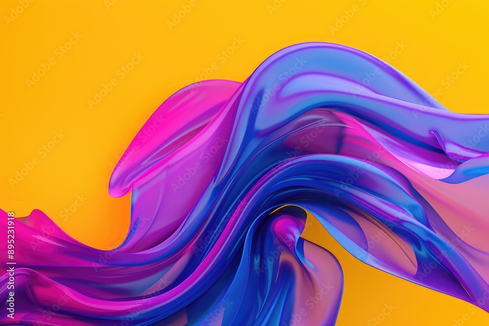 Poster a close-up of an abstract painting on a yellow background