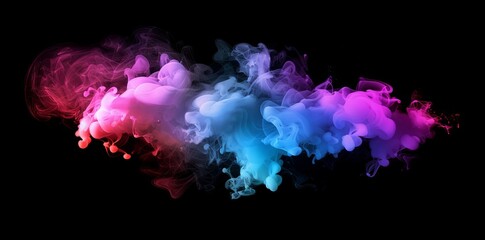 Colourful smoke: Mixture of blue, green, red and orange on a black background