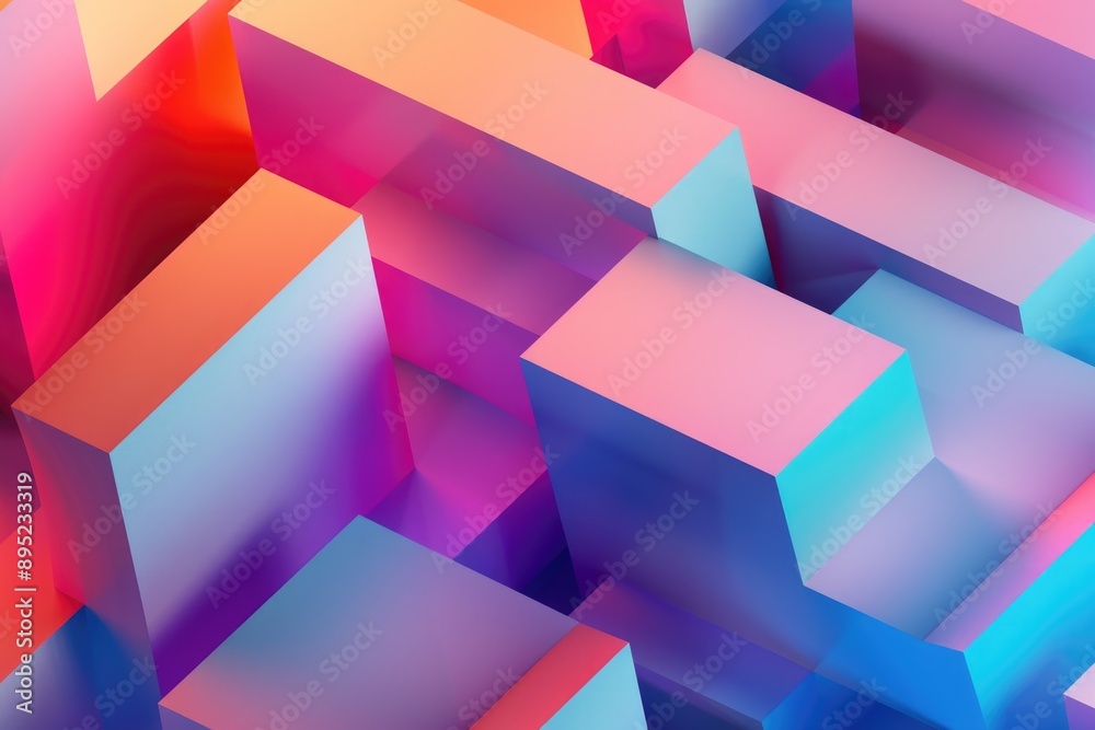 Aufkleber a collection of geometric shapes stored in a modern space