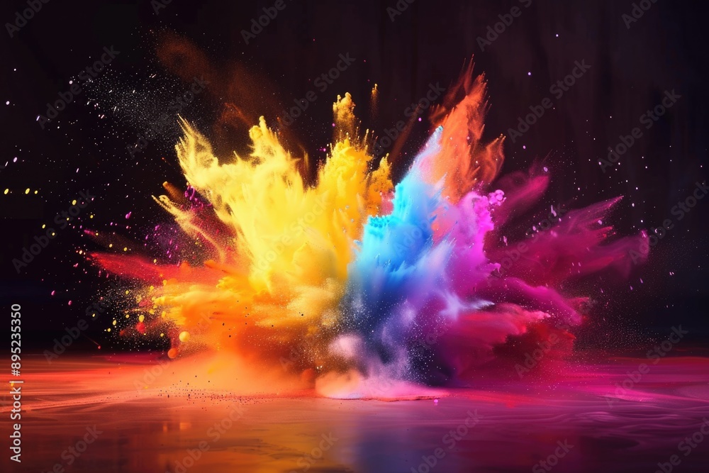 Aufkleber a vibrant and dynamic image of a colorful explosion of powder on a black background