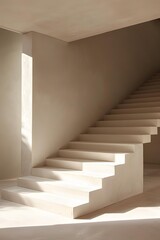 Modern Minimalist White Concrete Staircase Architecture