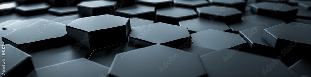 Poster A minimalist geometric surface loop in pure white wall architecture with a light bright hexagonal grid pattern.