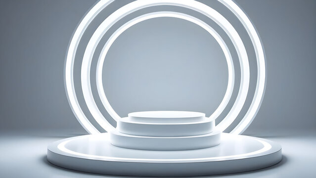 Round display stand with LED lights