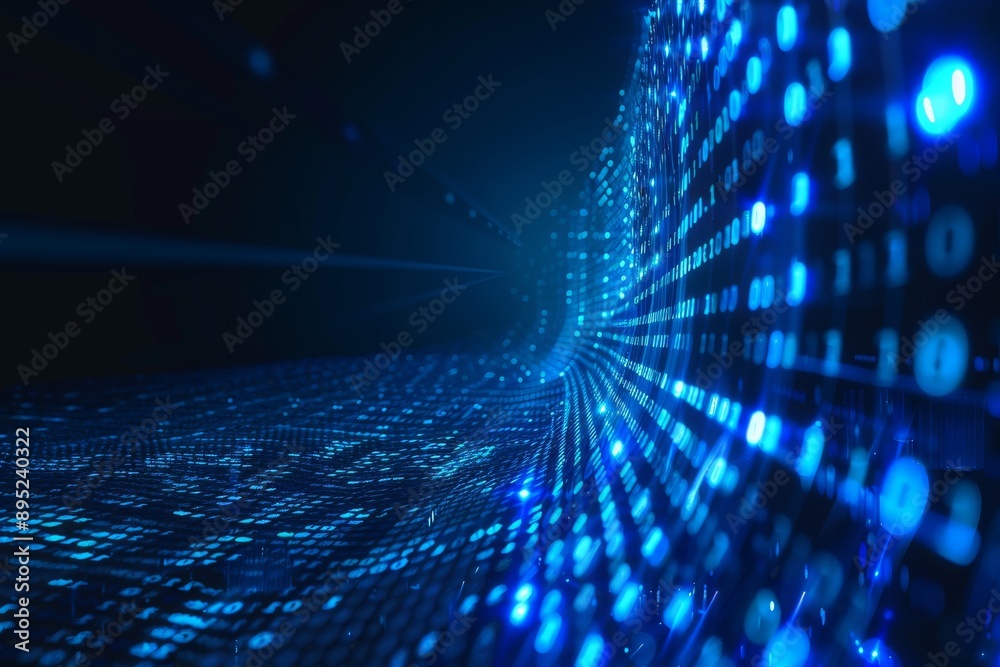 Aufkleber background of digital binary data on a computer screen in blue