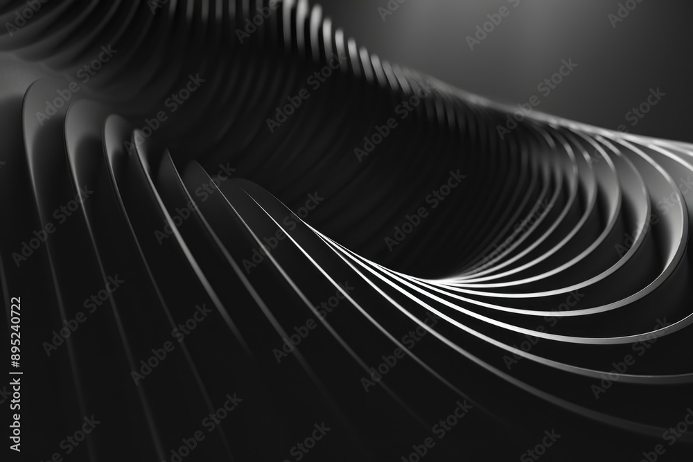 Aufkleber a close-up shot of a curved object in black and white, great for use in editorial or commercial cont