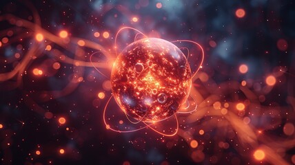 Fototapeta premium A molecular structure with glowing atoms