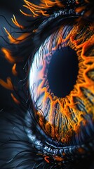 A close-up view of an eye with intricate details. AI.