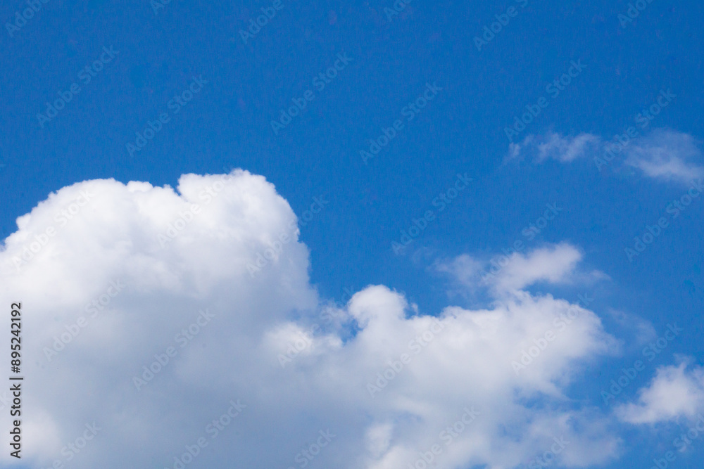 Wall mural Summer blue sky cloud gradient light white background. Beauty clear cloudy in sunshine calm bright winter air bacground. Gloomy vivid cyan landscape in environment day horizon skyline view spring wind