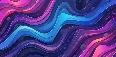 An illustration of soft curving waves in teal blue, pastel purple, and corn flower blue colors is suitable for use as wallpaper, background, or texture.
