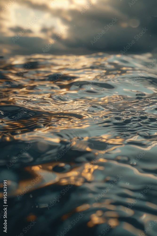 Aufkleber A still body of water with cloudy sky in the background, suitable for use as a serene visual element