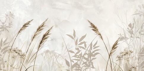 Tropical brunches with graphic exotic flowers on the concrete grunge wall. Ideal for photo wallpaper, wallpaper, or mural design.