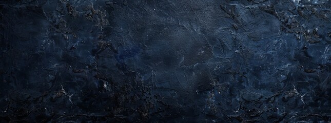 Background banner panorama with abstract dark blue concrete stone wall paper texture