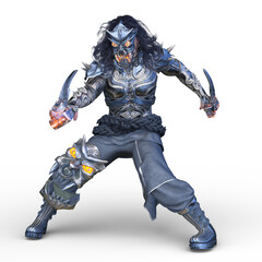 鬼の仮面をかぶった剣士　3DCGレンダリング