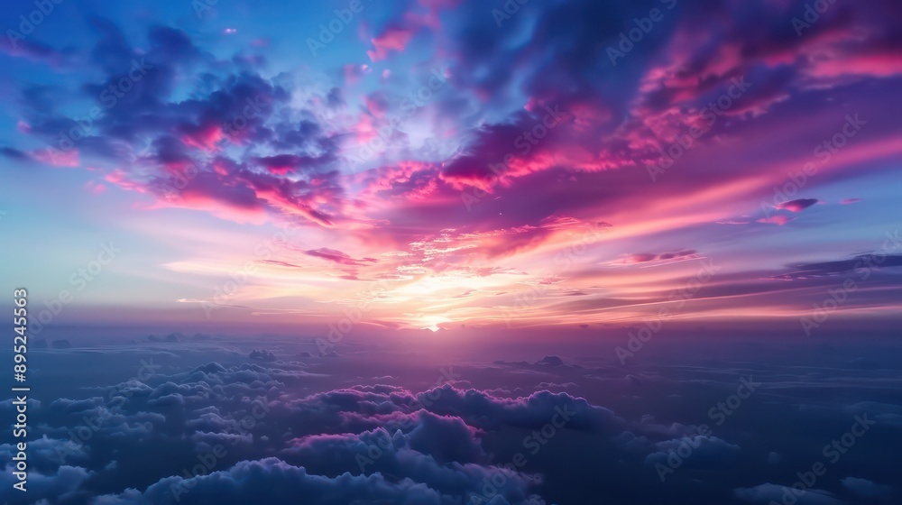 Aufkleber the sky is filled with clouds and the sun is setting, creating a beautiful and serene atmosphere