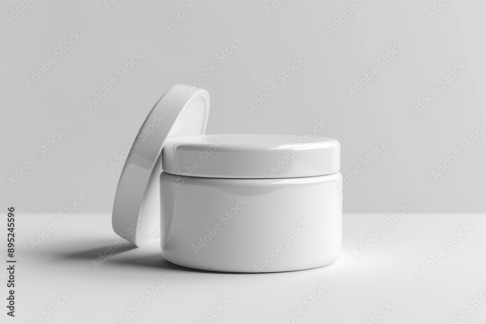 Poster A white container with a lid sits on a table, perfect for storage and organization