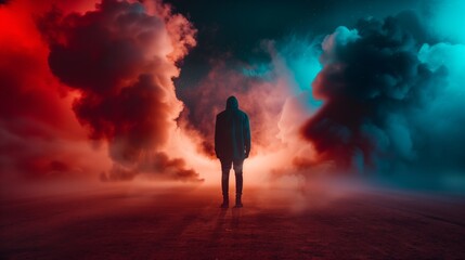 Person standing on the smoke