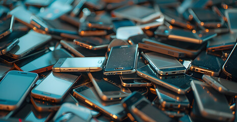 A pile of old cell phones