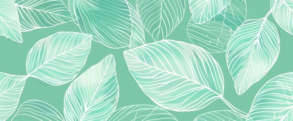 Decorative green tropical background with palm leaves for covers, backgrounds, and wallpaper