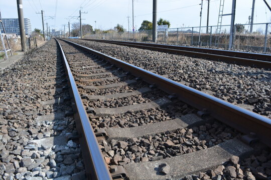 常磐線の鉄道線路 茨城県