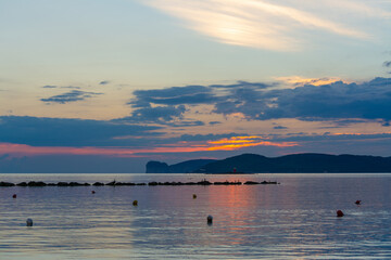 Calm sunset in Sardinia in summer