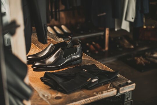 Professional image of contemporary men s clothing and footwear store for commercial use - Powered by Adobe