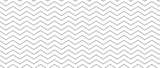 Parallel zigzag lines background. Black and white zig zag pattern. Horizontal jagged stripes texture. Minimalistic graphic print. Vector illustration