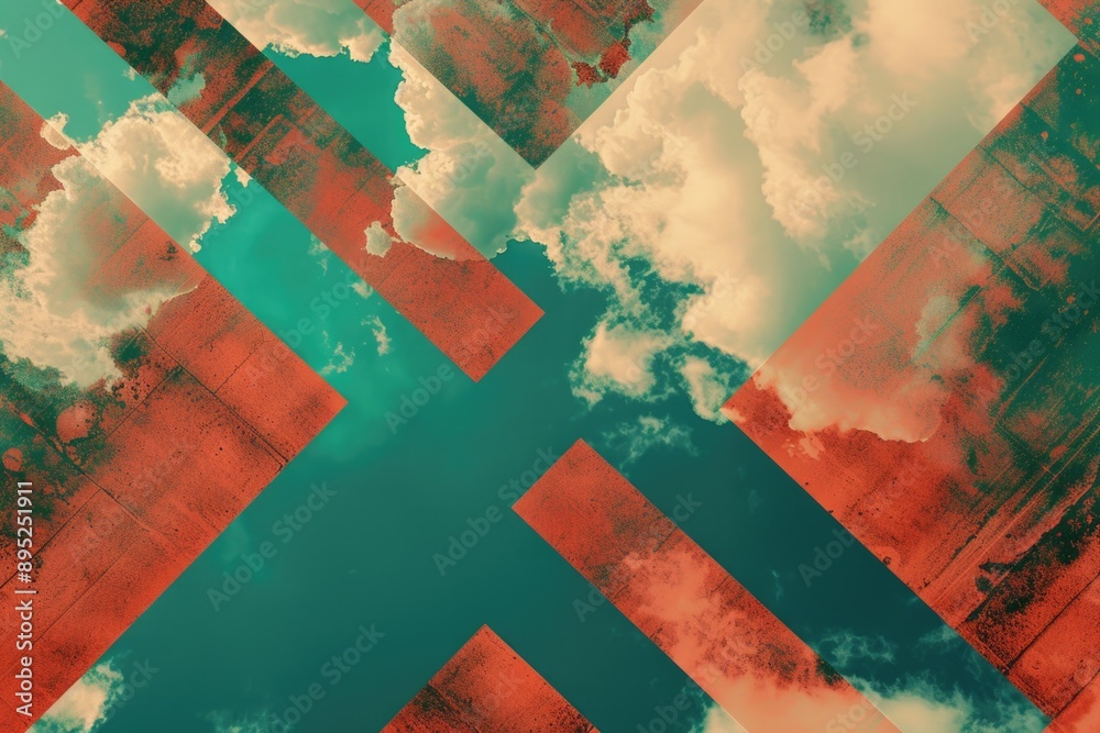 Poster A cloudy sky with a visible cross, suitable for use in Christian-themed contexts or as a symbol of faith