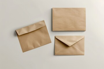 Three brown envelopes lying on a clean white surface