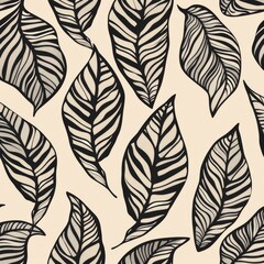 A seamless floral pattern with abstract leaves as a background texture.