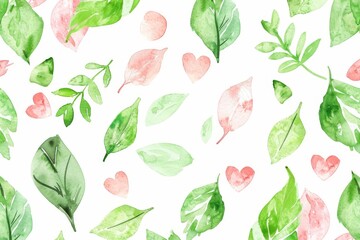 Seamless watercolor pattern with tropical flowers, palm leaves, jungle trees, Brazilian tropic botanicals. Great for fabric design.