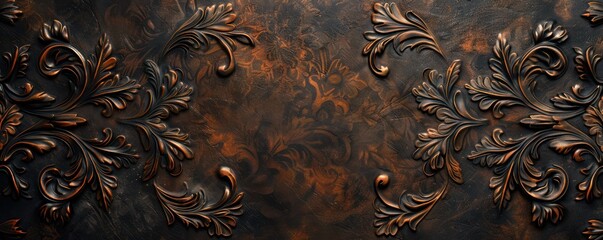 Intricate Brown Floral Pattern with Detailed Embellishments and Textured Background, Perfect for Design Projects, Wallpapers, and Artistic Inspirations