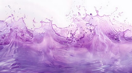 Purple water splash on white background.