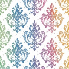 An abstract grunge pattern with geometric damasks