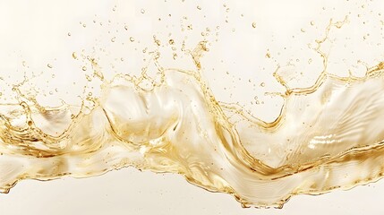 Shiny gold water splash on white background