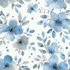 Seamless pattern with blue flowers. Perfect for fabric, textile, nursery wallpaper.