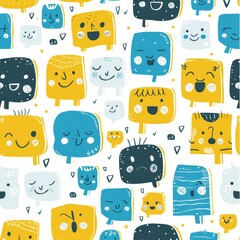 The cartoon chicken seamless doodle Easter pattern can be used on wrapping paper, kids clothing, accessories, and fabrics