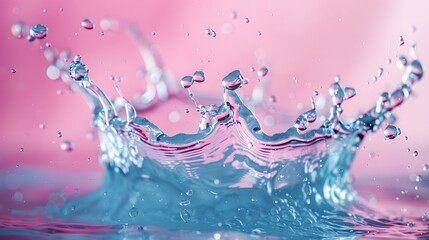 Fototapeta premium Blue Wave Splashing on Pink Background