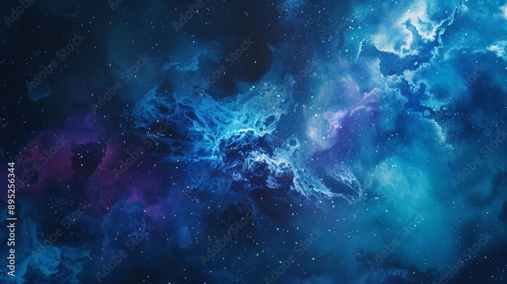 Wall mural Abstract Cosmic Blue Dark Nebula Background.