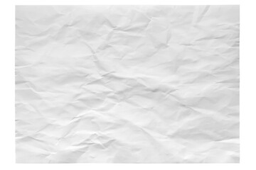 White crumpled paper texture isolated on transparent background. The paper has a soft, textured...