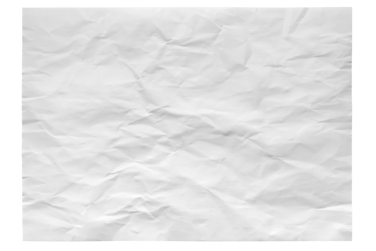 White crumpled paper texture isolated on transparent background. The paper has a soft, textured surface with visible wrinkles and folds.