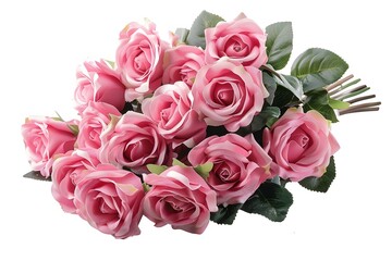 Pink Roses on White Background in Digital Art